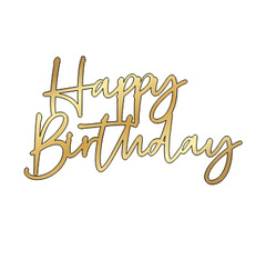 Топпер торцевой" Happy birthday" №10 13*10,5см, золото