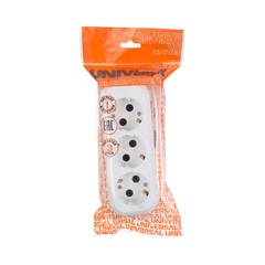 Колодка для удлинителя АБС, 3 розетки, 16А, с/з , E303(G-E303) (Universal) 89-7-103
