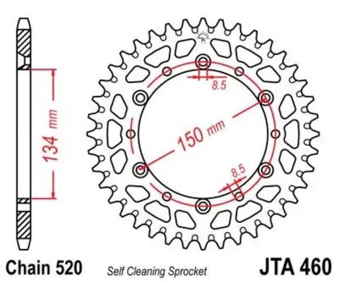 Звезда ведомая алюминиевая JTA460 49GLD