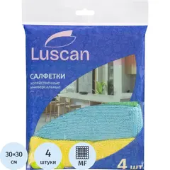 Салфетки хозяйственные из микрофибры универс 220г/м2 30х30см 4шт/уп