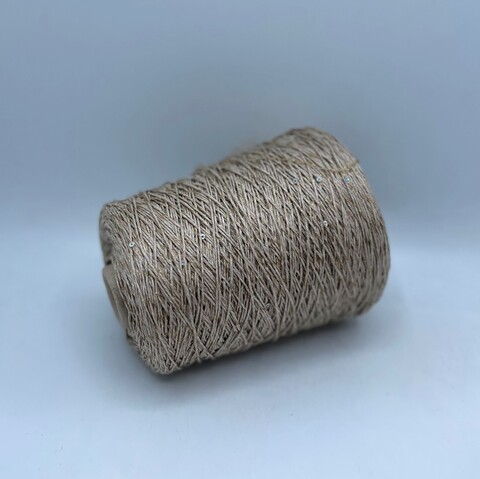 G&G Filati (пр.Италия),art-Lino 150м/100гр,100%Лен+пайетка+ люрекс, цвет-Светло-бежевый. арт.23446