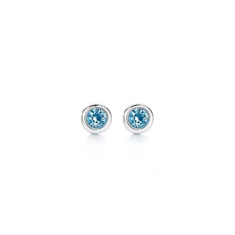 Серьги-гвоздики из серебра 925 с аквамарином, Tiffany 💠  💝