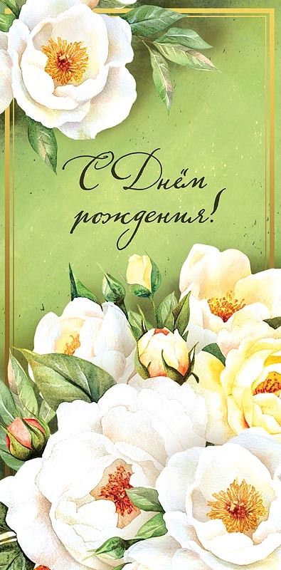 Открытка-конверт С Днем Рождения!, 8*17 см, 5 шт.