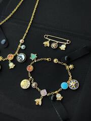 Колье ROSE de VENTS DIOR с подвесками с натуральными вставками rose VGOLD