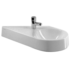 Duravit Architec 765650000 Раковина для рук, диагональная модель, без перелива, с 1 отв. под смес., со встроенной керамической полочкой, раковина справа 645x410 фото