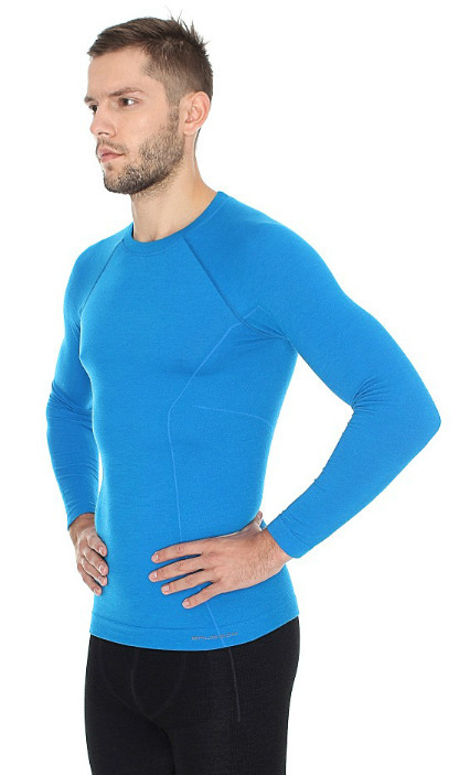 Термобелье мужское Brubeck Active Wool терморубашка голубая - 5
