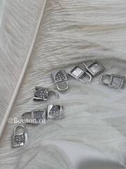 Подвеска серебристая "Замок с сердечком в стразах"