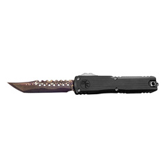 Фото Автоматический нож Microtech Ultratech Gen III Hellhound, сталь Baker Forge Damascus, рукоять алюминий, черный