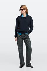 Massimo Dutti Джинсы средней посадки с широкими штанинами, темно-синий