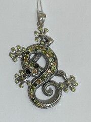 Геккон (серебряная подвеска)