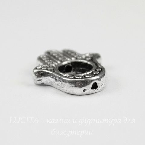 Рамка для бусины "Рука Хамса" 15х12мм (цвет- античное серебро)