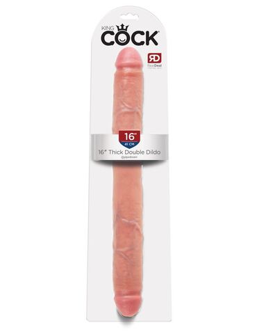 Двухсторонний фаллоимитатор телесный King Cock 16 Thick Double Dildo - Flesh