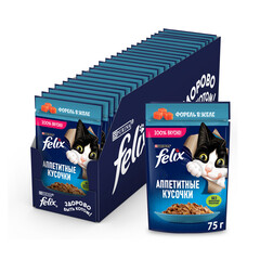 Felix пауч для взрослых кошек форель кусочки в желе 75 г