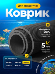 Коврик черный под аквариум и террариум / 80х35 см