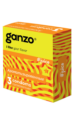 Презервативы Ganzo, juice, латекс, аромат, 18 см, 5,2 см, 3 шт.