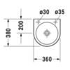 Duravit Architec 766350008 Раковина для рук, без перелива, с 1 отв. под смес. справа, 360x380мм, цвет: белый