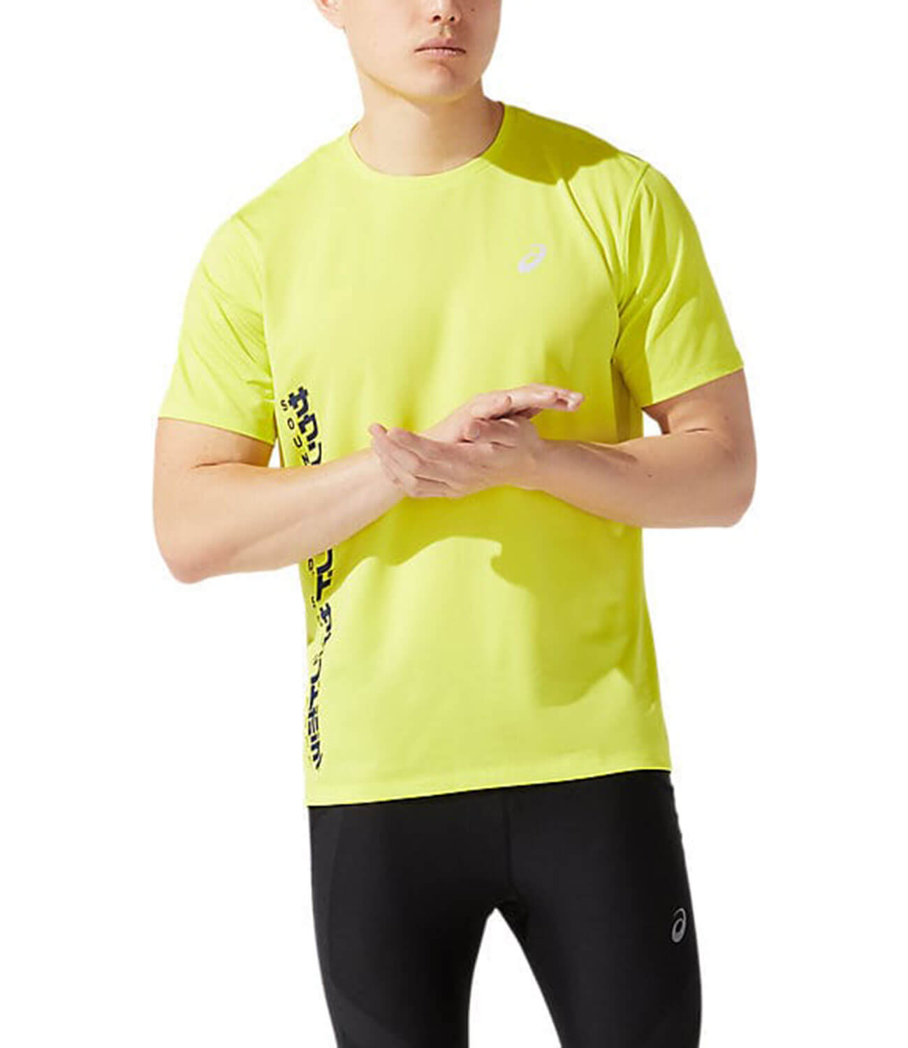 Asics Smsb Run Ss Top беговая футболка мужская желтая (Распродажа)