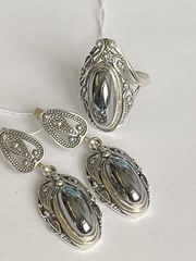 Винтаж (кольцо + серьги из серебра)