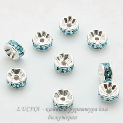 77506 Бусина - рондель Сваровски Aquamarine (цвет - серебро) 6х3 мм