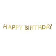 Гирлянда золотая "С Днем Рождения" [Happy Birthday] 1.8 м