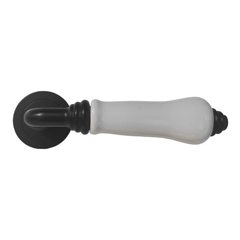 Ручка раздельная ALEMAR A7275-73 ORB/WHITE CERAMIC антич.черный/белая керамика