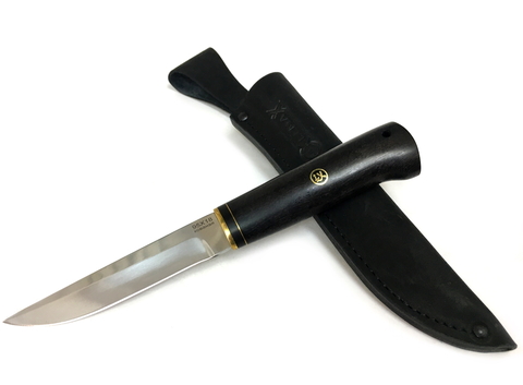 Финский нож, кованая 95Х18, черный граб, латунь