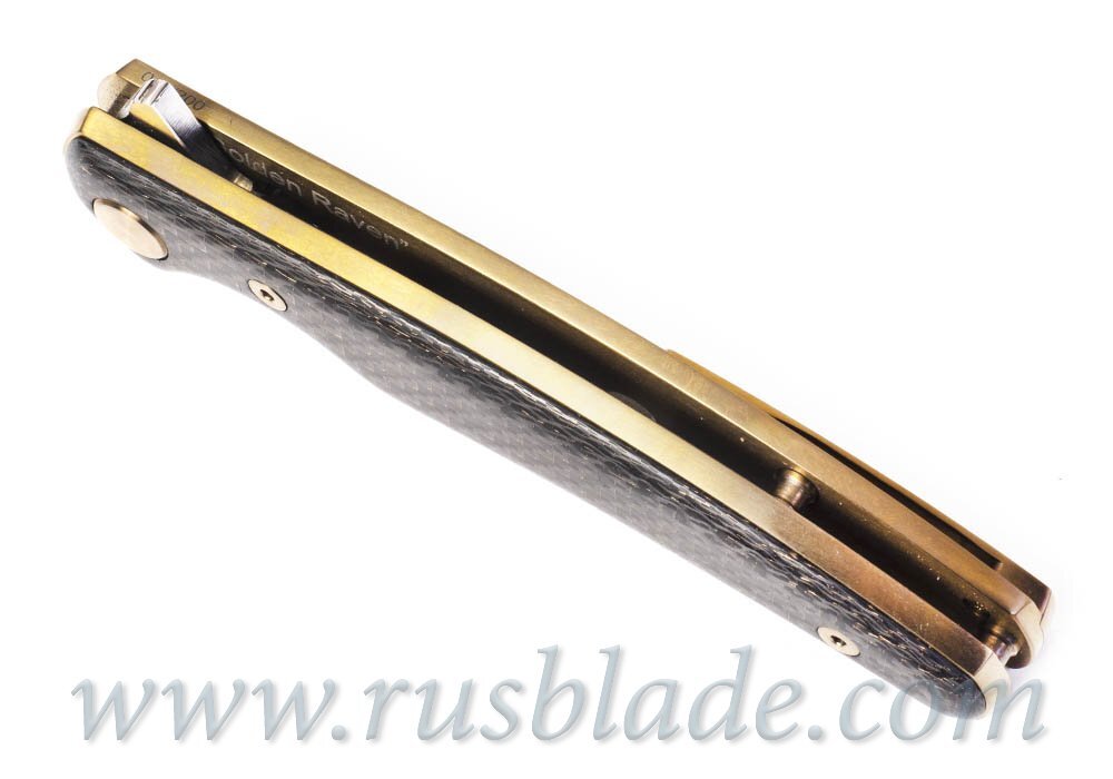 Cheburkov Golden Raven M390 CF Folding Knife Gold Plated - фотография 