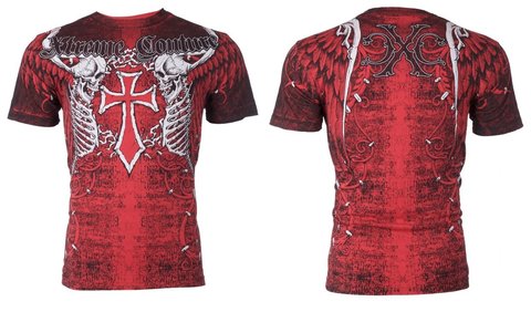 Xtreme Couture | Футболка мужская AFTERSHOCK RED X519 от Affliction спина и перед