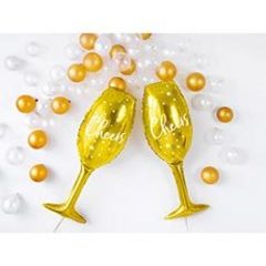 Шар ПД Фигура, Бокал, Cheers, золото, 33