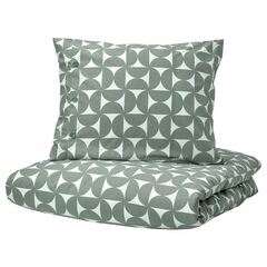 Комплект постельного белья IKEA ANGSNEJLIKA (ЭНГСНЕЙЛИКА), Односпальный, Серо-зеленый, 150x200, 50x80 см