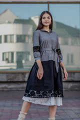 Красуня. Платье женское в этностиле комбинированное с подъюбником PL-422562