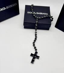 Колье галстук DOLCE&Gabbana с кристаллами и подвеской крест
