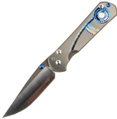 Фото Нож складной Chris Reeve Large Sebenza 21 Unique Graphics Mother of Pearl Cabochon, сталь CPM-S35VN, рукоять титан