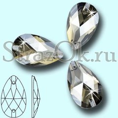 Стразы пришивные стеклянные Drop Silver Shadow, Капля Сильвер Шэдоу серебряный