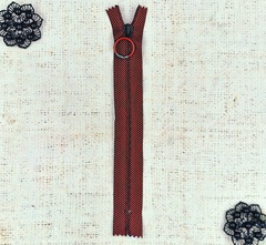 Молния спираль потайная, Т5, L 19 см, чёрный с бордовым