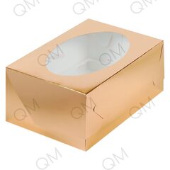 Коробка под капкейки с окошком 235*160*100 мм (6) (золото), 10шт