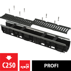 Alcaplast AVZ103-R202 Дренажный канал 100 мм с рамой из оцинкованной стали и чугунной решеткой фото