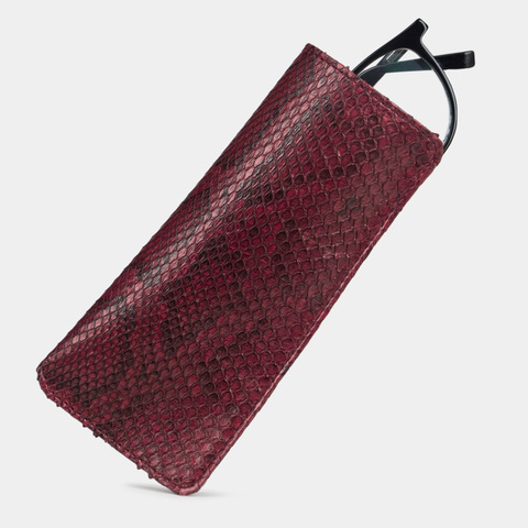 Футляр для очков Lunette из кожи питона, малинового цвета