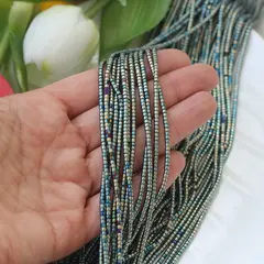 Бусины стеклянные, микс с покрытием, цилиндр, 2 мм, К166