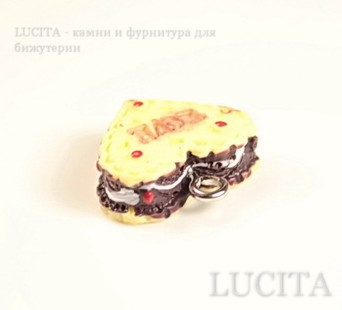 Подвеска-тортик "Love" 18х17 мм (цвет - античное серебро)