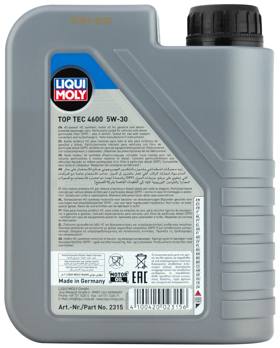 Моторное масло Liqui Moly Top Tec 4600 5W30 hc-синтетическое 1л