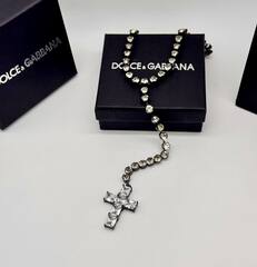 Колье галстук DOLCE&Gabbana с кристаллами и подвеской крест