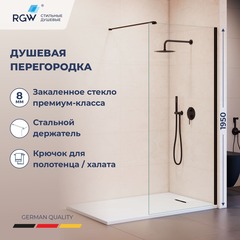 RGW 351021009-14 Душевая перегородка 90*195 RGW WA-210-B Чёрный/Прозрачное/8 мм фото