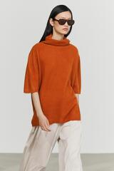 Massimo Dutti Свитер из 100% шерсти с короткими рукавами, жжено-оранжевый