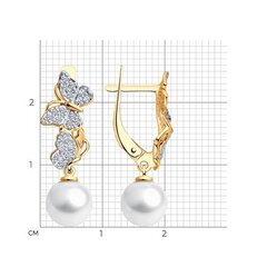 792378 - Серьги БАБОЧКИ из золота 585 пробы с натуральным жемчугом