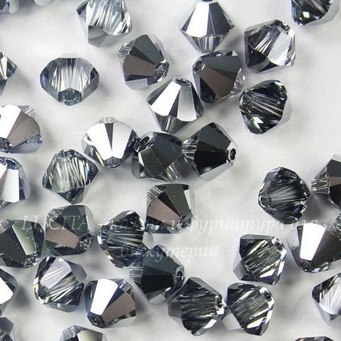 5328 Бусина - биконус Сваровски Crystal Light Chrome 6 мм, 5 штук