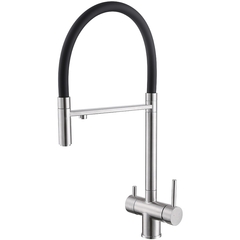 Abber Wasser Kreis AF81141SP Смеситель для кухни с подключением фильтра и выдвижной лейкой, цвет: сатин, черный матовый фото