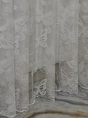 Тюль INVA жаккард с рельефным рисунком "Бабочки" 250х300/белый