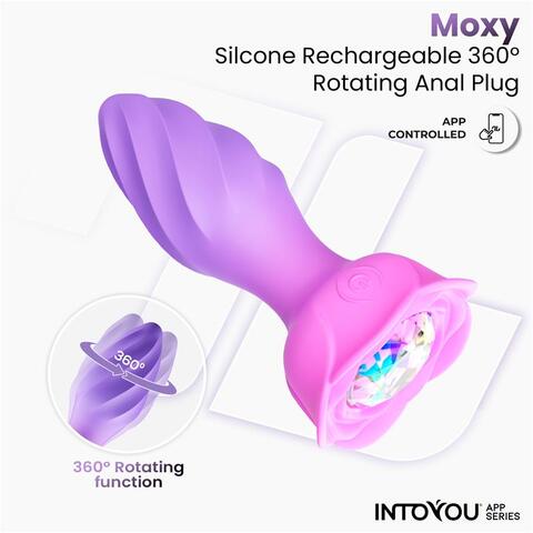 Интерактивная анальная вибропробка с вращением Moxy