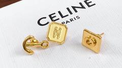 Комплект из трех сережек CELINE в форме лого качество lux